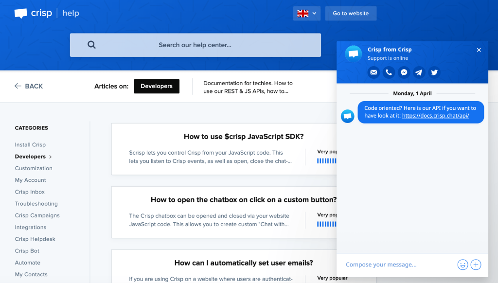Best for Social Media Customer Support - Crisp