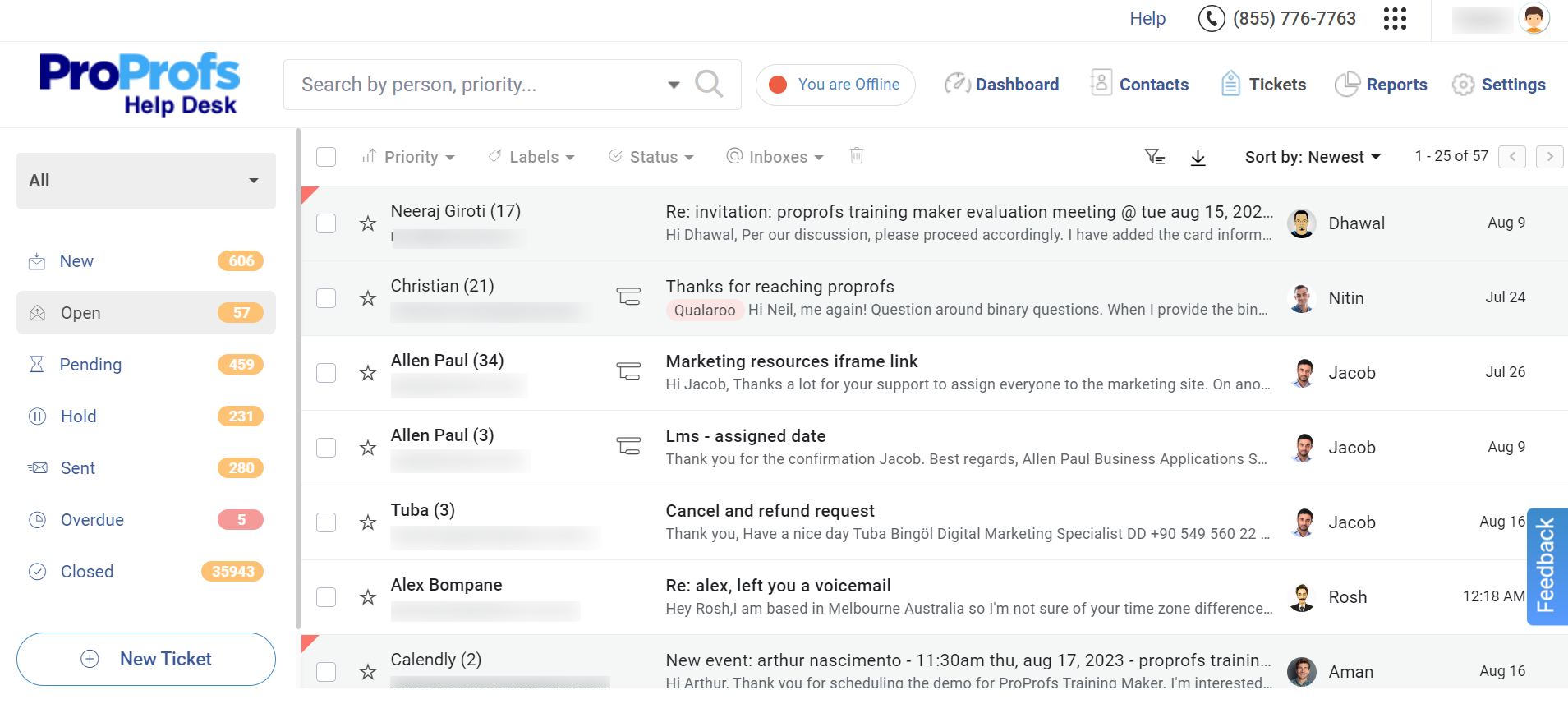 Proprofs help desk home page
